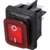 inter Bär<br>Einbau Wippenschalter IP65 22x30mm schwarz/rot, mit Beleuchtung<br>Artikel-Nr: 057575