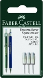 Faber Castell<br>Replacement eraser with needle 3-pc for mechanical pencil<br>-Price for 3 pcs.<br>Article-No: 4005401315940