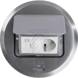 LEDmaxx<br>Floor installation box stainless steel round ALU1R1S 1x socket, 1x data socket<br>Article-No: 102225