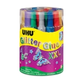 UHU<br>Glitterglue YOUNG CREATIV ORIGINAL, 24 Tuben á 20 ml in 6 Farben sortiert 76<br>Artikel-Nr: 0004026700760