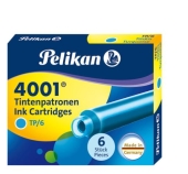 Pelikan<br>Tinten-Patrone 4001 Tp6 Türkis 301705<br>-Preis für 6 Stück<br>Artikel-Nr: 4012700301703