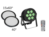 EUROLITE<br>Set LED IP PAR 7x9W SCL Spot + 2x Diffusorscheibe (15x60° und 40°)