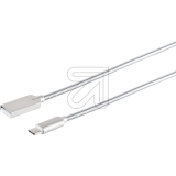 S-Conn<br>Metall-USB-Kabel USB A2.0 - USB C3.1, silber, 1,2m Lade-Sync-Kabel, 14-12020<br>Artikel-Nr: 352220