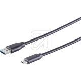 S-Conn<br>USB cable USB A3.0 - USB C3.1, black, 0.5m 77141-0.5<br>Article-No: 352230