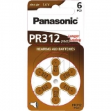 Panasonic<br>Box of 6 hearing aid batteries A-PRO312 1 piece = 1 pack<br>-Price for 6 pcs.<br>Article-No: 376620