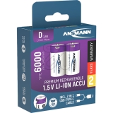 Ansmann<br>Li-ion battery USB 1.5 V mono 1314-0005 Ansmann<br>-Price for 2 pcs.<br>Article-No: 377535