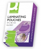 Q-Connect<br>Laminating pouch 54x86mm 2x125mym 100pcs<br>-Price for 100 pcs.<br>Article-No: 5705831012035