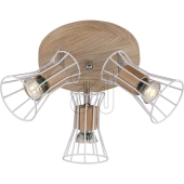 BÖHMER<br>Wooden spotlight rustic oak/metal basket white 3-bulb 42073<br>Article-No: 663595