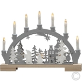 Konstsmide<br>LED wooden chandelier Hikers in the forest with animals battery-operated 7 flames 35x33cm gray 3260-320<br>Article-No: 831715