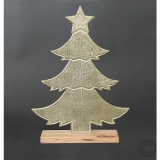 Riffelmacher<br>Metall-Baum stehend auf Holzsockel natur 28x8x3cm 31x44cm gold-antik 70383<br>Artikel-Nr: 843950