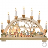 Heinz<br>Wooden candle arch Bescherung with 7 top candles 24V/3W E10 45x33cm nature 10792<br>Article-No: 844060