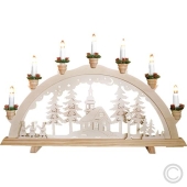 Heinz<br>Wooden candle arch Forest Church with 7 top candles 34V/3W E10 57x37cm natural 10715<br>Article-No: 844490