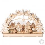 SAICO<br>LED wooden candle arch City with winter children battery-operated 3 Mignon 10 flames 45x28cm natural CLB00-3515<br>Article-No: 861535