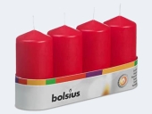 Bolsius<br>4 pillar candles 100x48 red<br>-Price for 4 pcs.<br>Article-No: 8717847137036
