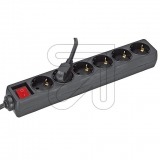eltric<br>6-way socket strip with switch 1.5m black<br>Article-No: 047620