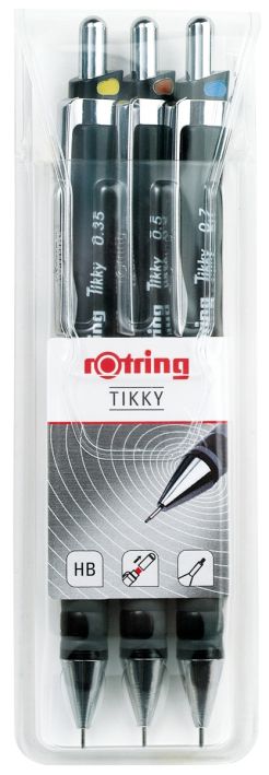 Rotring Tikky Mechanical Pencil, Black, Set of 3
