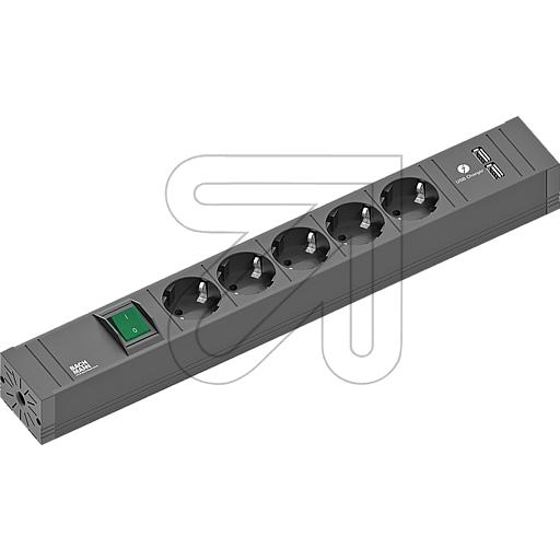 BachmannCONNECT LINE socket strip black 420.0021 5x Schuko with switch, 1x USB chargerArticle-No: 047030