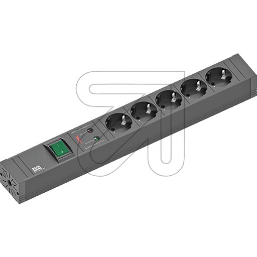 BachmannCONNECT LINE socket strip black 420.0022 5x Schuko with switch and surge protection