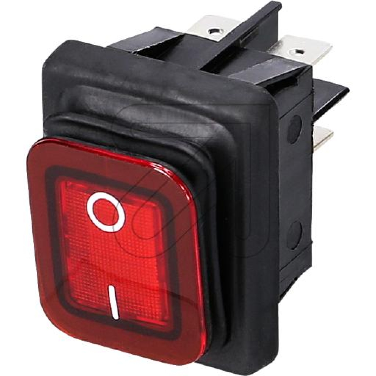 inter BärInstallation rocker switch IP65 22x30mm black/red, with lighting