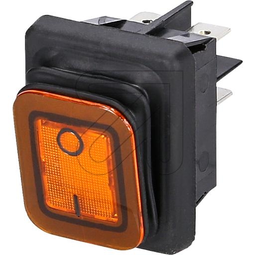 inter BärBuilt-in rocker switch IP65 black/yellow 22x30mm, with lighting