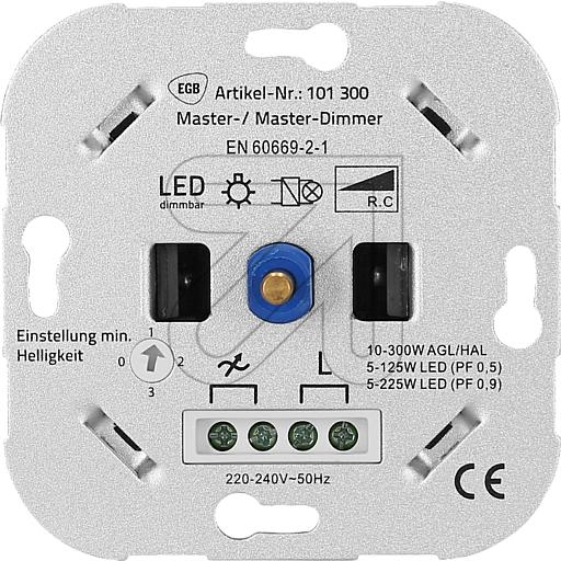 EGBmaster/master dimmer for LED + standard trailing edge, PF & gt; 0.7 = 185W/PF & gt; 0.9 = 225W for LEDArticle-No: 101300