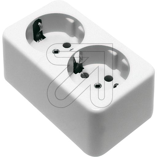 GB Gebro2-way Schuko socket, surface-mounted, white 397AwArticle-No: 101800