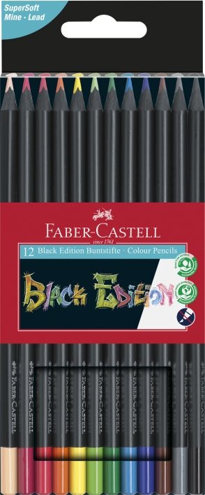 Faber CastellBlack Edition colored pencils 3-sided box of 12 116412Article-No: 4005401164128