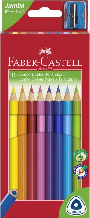 Faber CastellFarbstift Jumbo Dreikant 10er-Etui lackiert 116510Artikel-Nr: 8991761345016