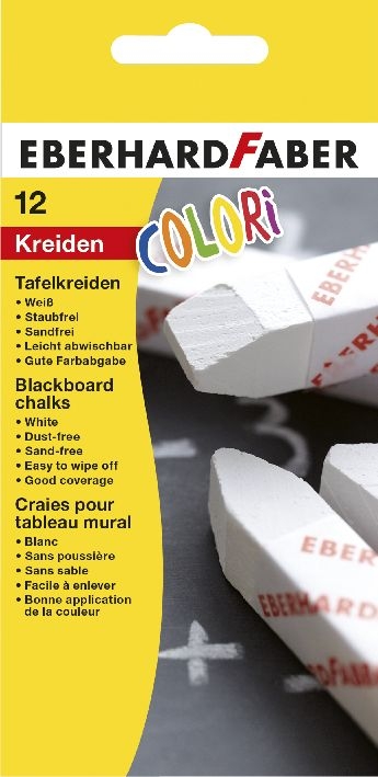 Eberhard FaberBlackboard chalk white box of 12 square 9cm 525000-Price for 12 pcs.Article-No: 4087205250009