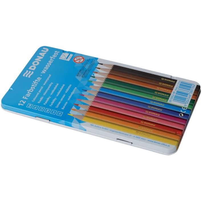 DonauColored pencils, tin case of 12, thin, hexagonal Donau 599002Article-No: 9004546389194