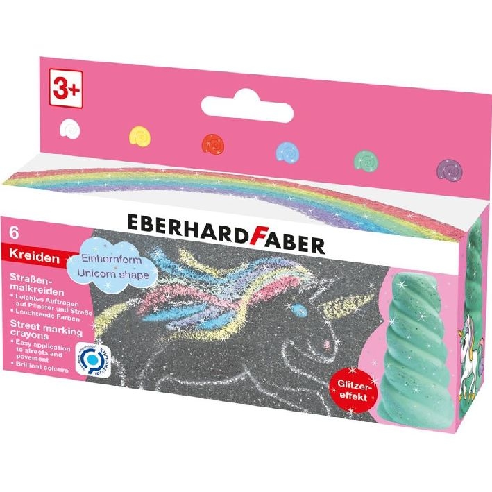 Eberhard Fabersidewalk chalk unicorn box of 6 glitter colors 526560Article-No: 4087205265607