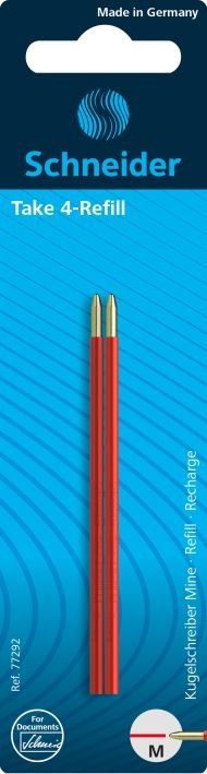SchneiderBallpoint pen refill Take 4 2pcs red blister 77292-Price for 2 pcs.Article-No: 4004675139542