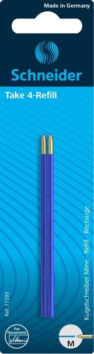 SchneiderBallpoint pen refill Take 4 2pcs blue blister 77293-Price for 2 pcs.Article-No: 4004675139573