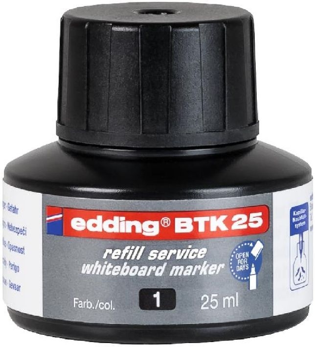 EddingRefill ink BTK25 for whiteboard marker black BTK25-001-Price for 0.0250 literArticle-No: 4004764780112