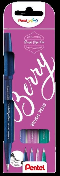 PentelFibre-tip brush painter Sign Pen Brush set of 4 SES15B-4Article-No: 4016284343975