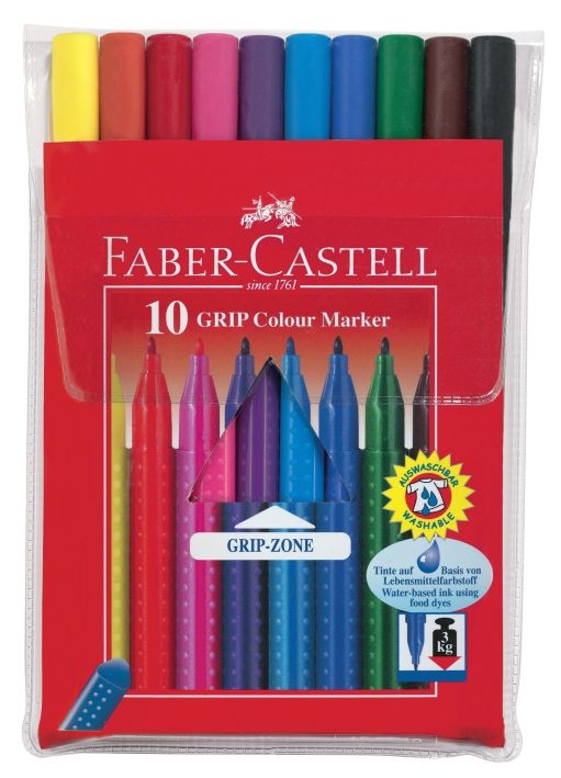 Faber CastellFasermaler 10er Grip Colourmarker Auswaschbar 155310Artikel-Nr: 4005401553106