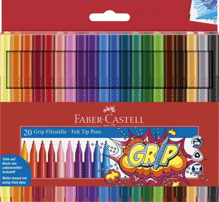 Faber CastellFasermaler 20er Grip Colour Marker Auswaschbar 155320Artikel-Nr: 4005401553205