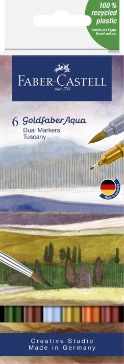 Faber CastellDual Marker Aqua 6er-Schachtel Toskana Goldfaber Pinselmaler 164521Artikel-Nr: 4005401645214