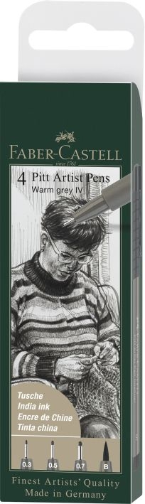 Faber CastellPitt Artist Pen case of 4 warm gray IV, S,F,M,B 167169Article-No: 4005401671695