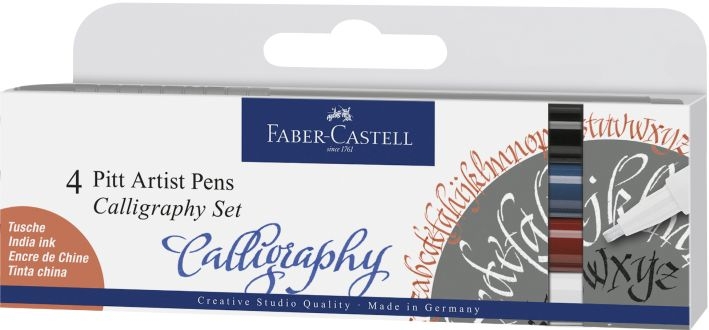 Faber CastellCalligraphy set of 4 cases Pitt Artist Pen Essential 167504Article-No: 4005401675044