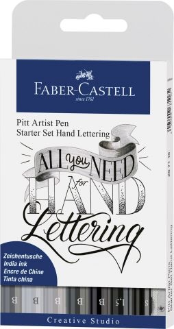 Faber CastellHandlettering Set 6er Pitt Artist Pen Schwarz-u. Grautöne 267118Artikel-Nr: 4005402671182