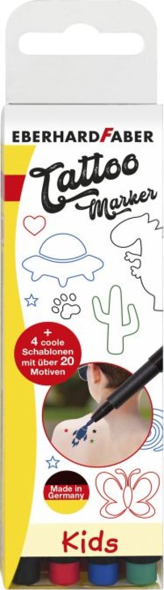 Eberhard FaberKids tattoo marker case of 4 with stencil 559504Article-No: 4087205595049