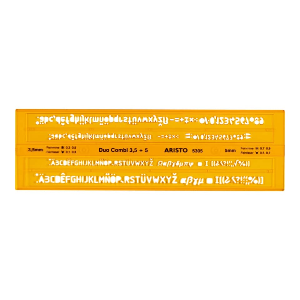 ARISTOWriting stencil Duo Combi 3.5/5mm, ISO3098-1/DIN6776, for pigmentliner ARISTO AH5305Article-No: 9003182053056