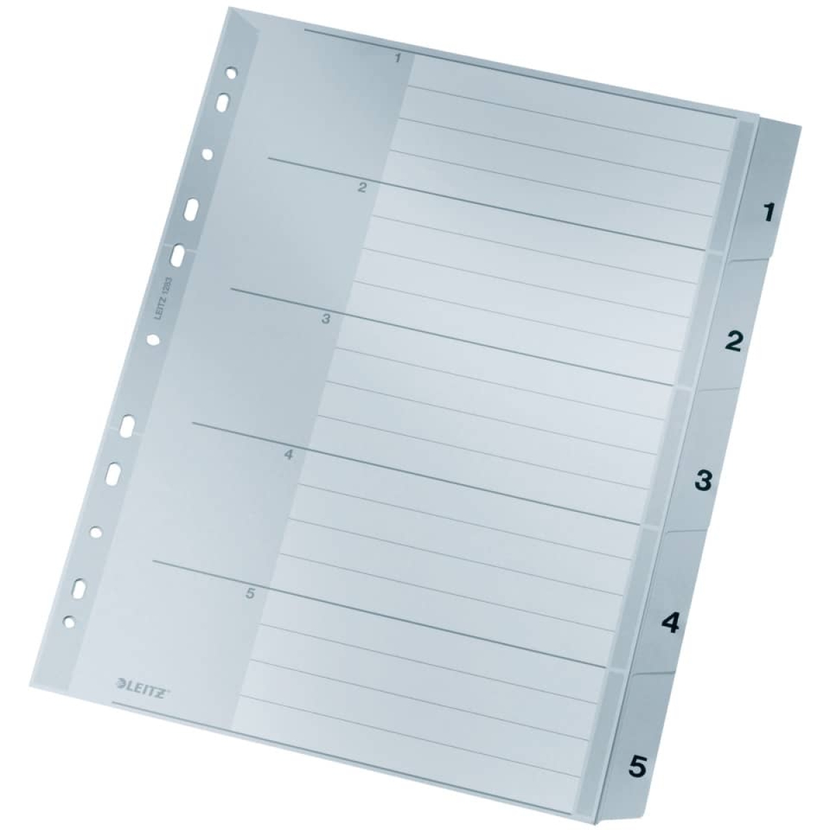 LEITZPlastic register 1-5, A4, PP, 5 sheets, gray 1283-00-85Article-No: 4002432341498