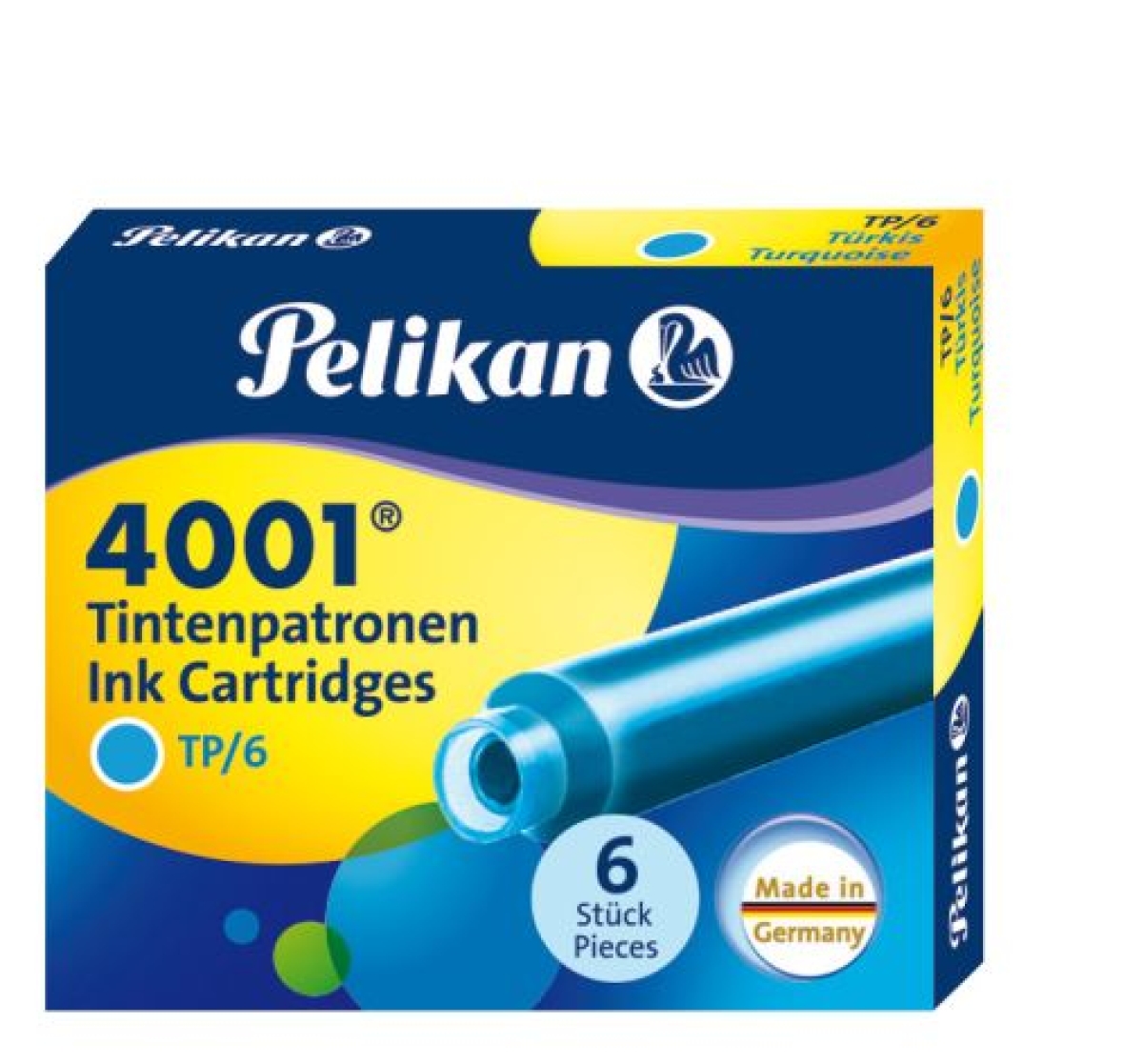 PelikanInk cartridge 4001 Tp6 Turquoise 301705-Price for 6 pcs.Article-No: 4012700301703