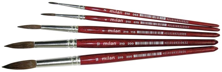 MilanWatercolor brush size 1 3101 Lacquered handles-Price for 12 pcs.Article-No: 4010169310526