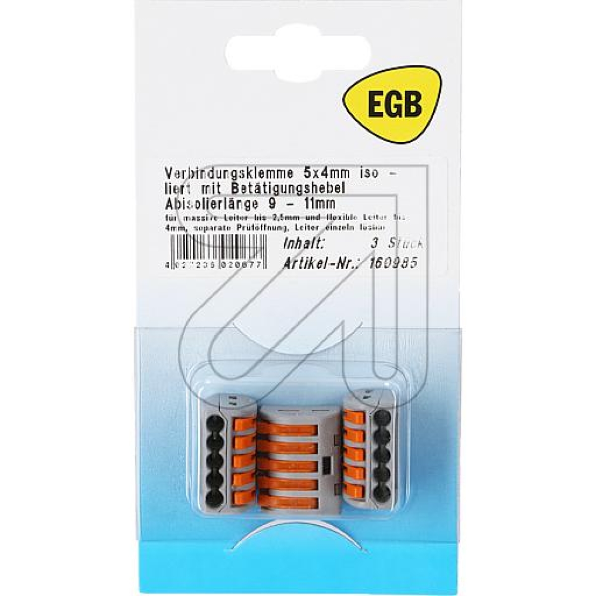 EGBSB WAGO connecting clamp 5x4 (3 pieces)-Price for 3 pcs.Article-No: 160985