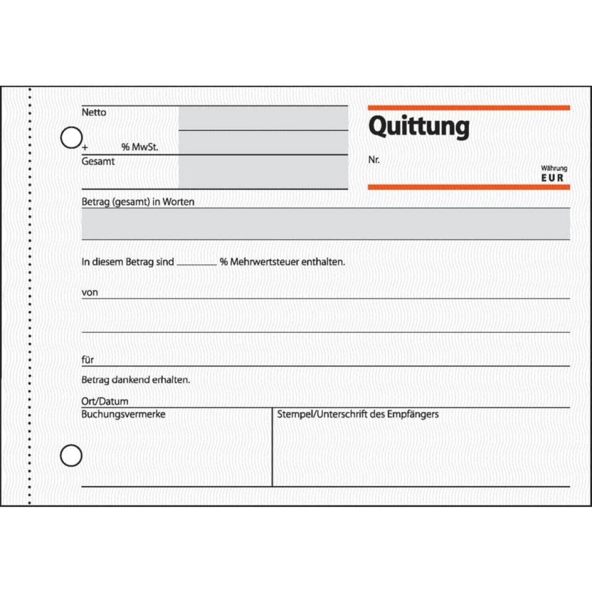 SIGELQuittung mit MwSt.-Nachweis, A6 quer, 50 Blatt QU619Artikel-Nr: 4004360910647