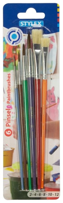 StylexBrush set, 6 school brushes, bristle watercolor brushesArticle-No: 4044186350609