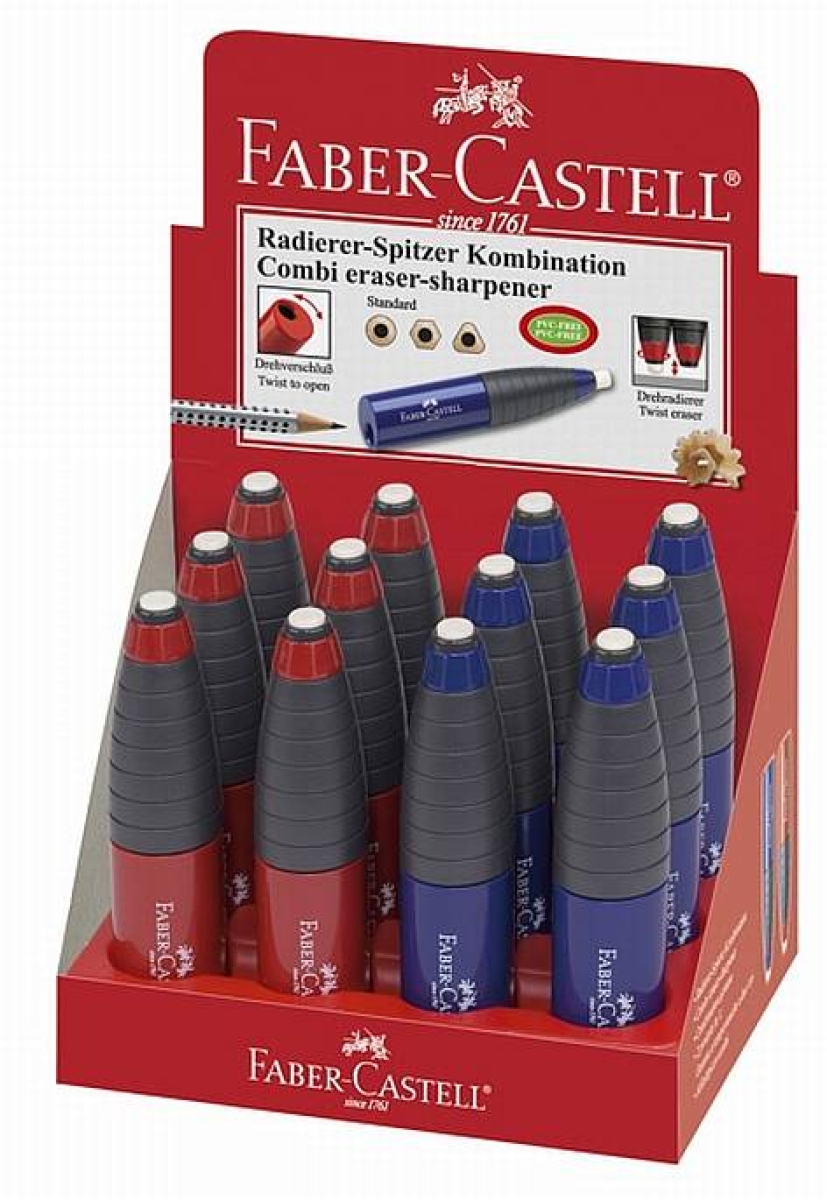 Faber CastellCan sharpener simple combined with eraser-Price for 12 pcs.Article-No: 6933256611703